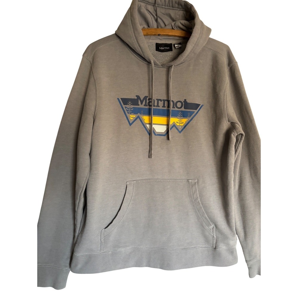 Marmot Mens M Graphic Logo Hoodie Sweatshirt Gorpcore Outdoor Trails Hiking Camp